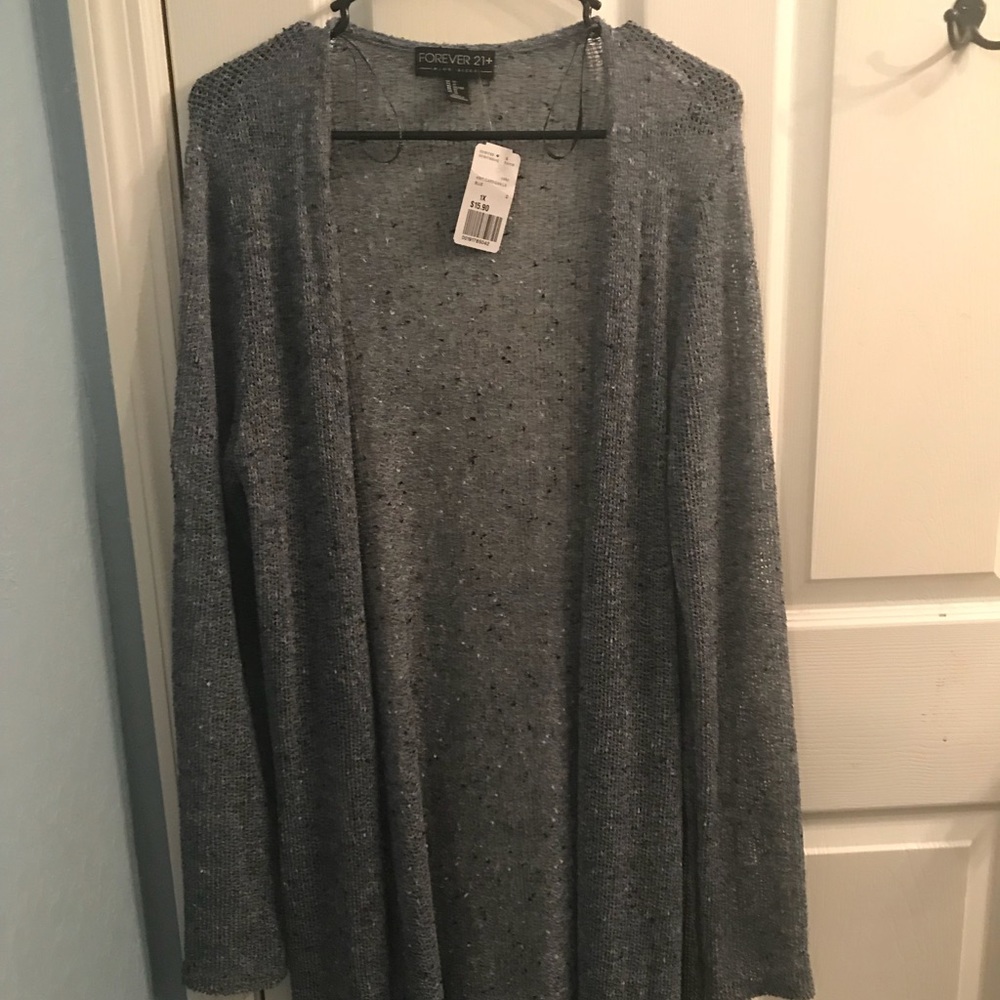Forever21 Plus knitted blue longline cardigan